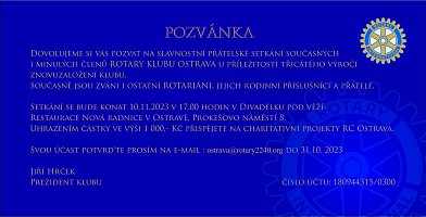 30. výročí znovuzaložení Rotary klubu Ostrava