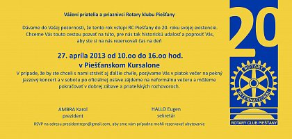 20 rokov Rotary Clubu Piešťany