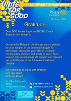 Unite for Good: Poďakovanie z ukrajinského Rotary Dištriktu 2232