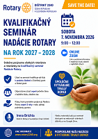 Kvalifikačný seminár Nadácie Rotary - SAVE THE DATE!